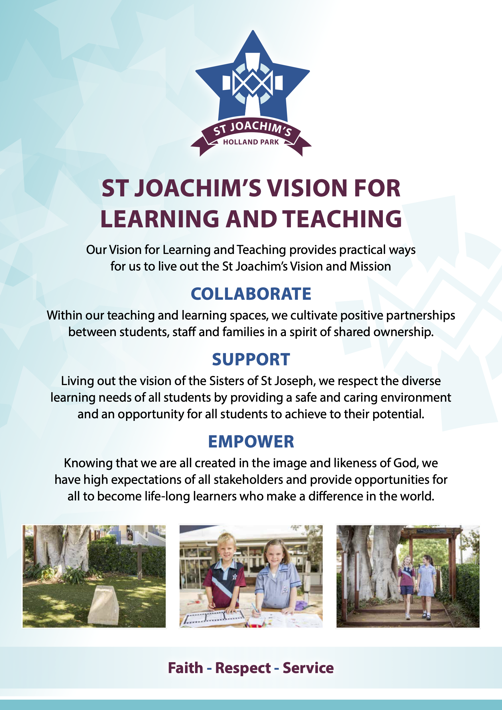 St Joachim's Vision for Learning and Teaching.